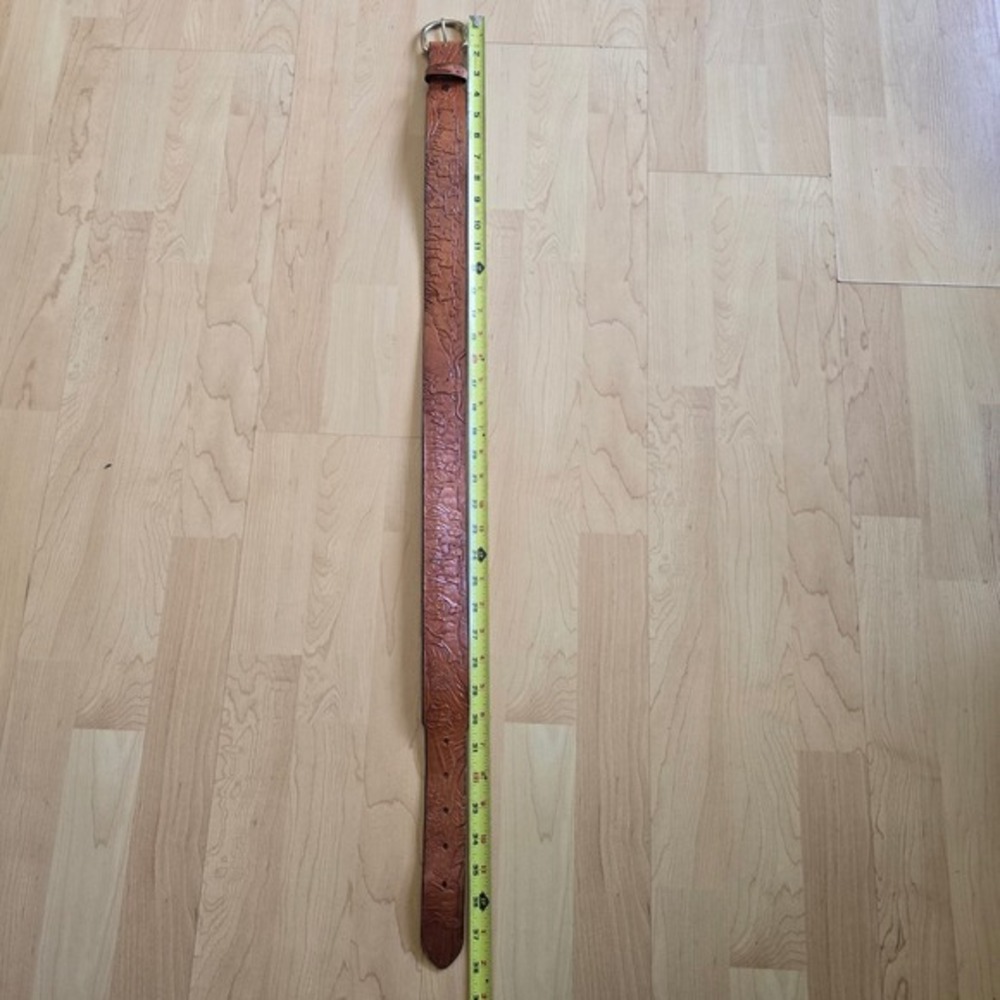 Al Stohlman Belt Brown Leather Embossed Western Longhorn Belt 32 - Picture 7 of 16